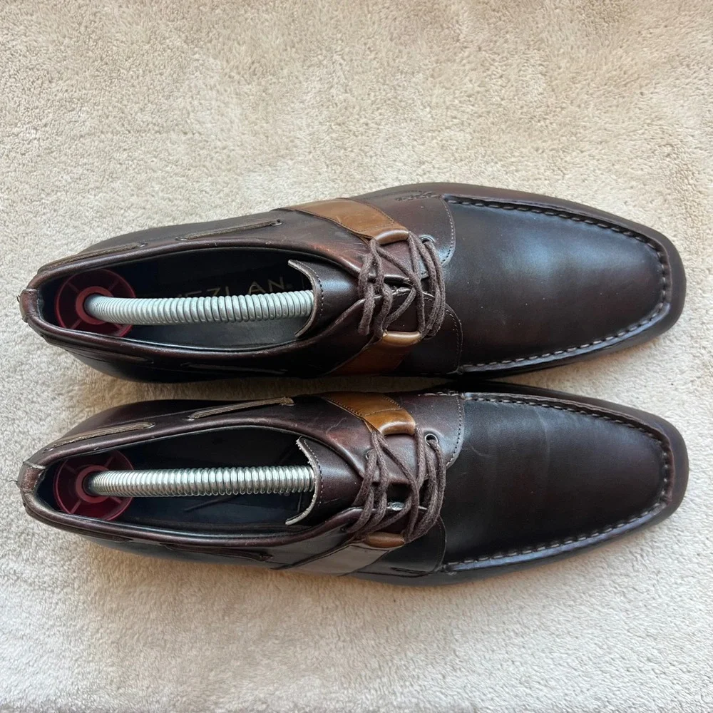 Mezlan Carson Men 8 M Brown & Tan Leather Two Tone Apron Toe Oxford‎ Shoes